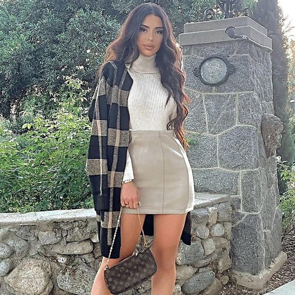 Plaid Taupe Cardigan